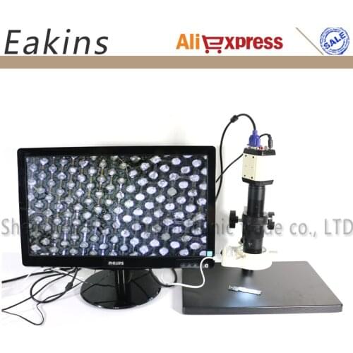 2MP HD VGA USB Microscope Camera For Industry Lab AV TV USB Output+180X/300X C-mount Lens + Ring Light + Big Stand