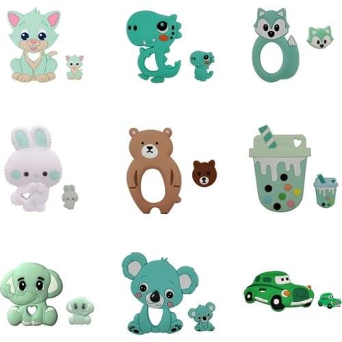2pcs/Set Silicone Mini Fox Koala Beads Baby Toys Teethers Rattle Bpa Free Silicone Elephant Rabbit Teether Tiny Rod Baby Teether