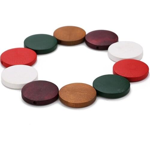 30pcs/lot Dia 15/20/25/30mm Wooden Beads Round Slice Paint Wood Beads for DIY Bracelets Earrings Jewelry Making