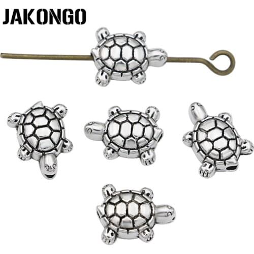 50PCS Turtle Spacer Beads Antique Silver Plated Loose Beads for Jewelry Making Bracelet Accessories DIY Accessories