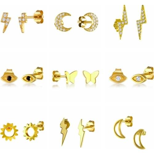 Aide 1 Pair 925 Sterling Silver Butterfly Stud Earrings for Women Cartilage Earring Piercing Minimalist Cute Earings Jewelry