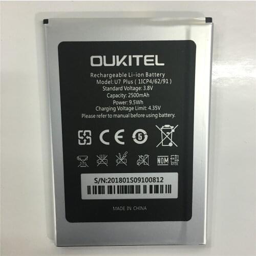 Oukitel U7 plus Battery 2500mAh 100% Original New Replacement accessory accumulators For Oukitel U7 plus Cell Phone