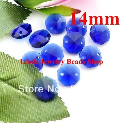 Free Shipping! AAA Top Quality 14mm 8116 Octagon Beads with two whole Capri Blue colour 100pcs LONCC008