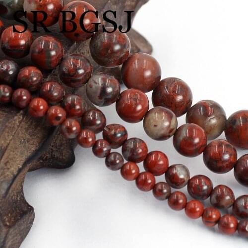 Free Shipping 4 6 8 10mm Red Flower Jaspers Gems Genuine Natural Round Stone Beads Strand 15inch