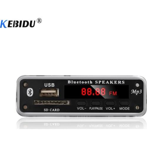 KEBIDU Wireless Bluetooth MP3 Player Decoder Board USB TF Radio FM AUX 3.5mm Module 5V 12V WMA MP3 Audio For Car Music