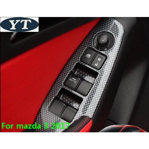Auto interior armrest decoration trim cover,window switch button trim for Mazda 3 2017, auto accessories,4pcs/set