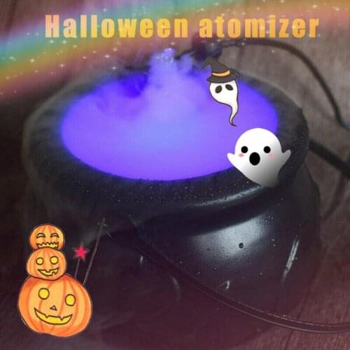 Halloween Mist Maker Fogger Water Fountain Fog Machine Color Changing Party Prop Haloween Smoke Machine Festival Decor Supply