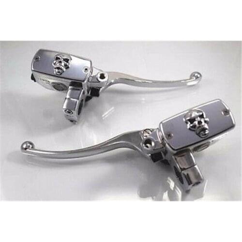 Chrome 1" Skull Handlebar Reservoir Brake Clutch Lever Motorcycle Retro Cafe New