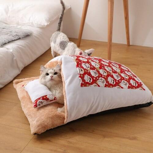 Cat nest Winter cat enclosure can be removed and washed quilt nest small dog Japanese-style sleeping bag pet supplies pet bed