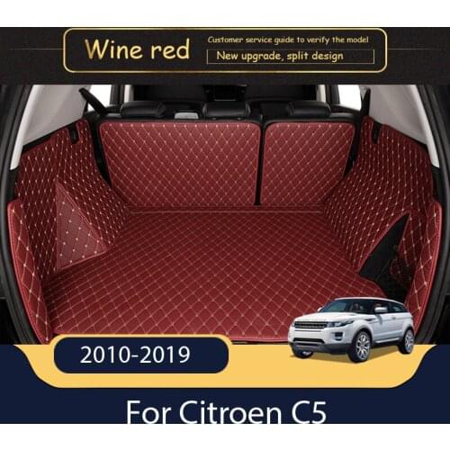 Custom Leather Car Trunk Mats For Citroen C5 2010-2019 Rear Trunk Floor Mat Tray Carpet Mud