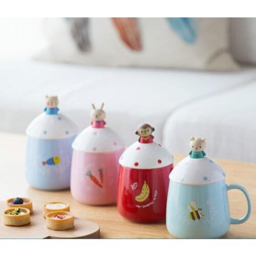 Creative cartoon lovely ceramic water cup, childrens breakfast milk, coffee cup animal Mug