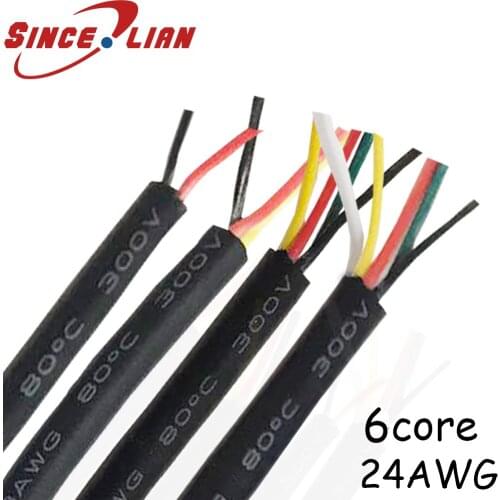 PVC 6 Core 24AWG Wire Multi-core Tinned Copper Cable Audio Video Line Cable OD 5.2mm Signal Wire Power Cable 10m