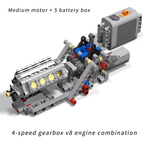 MOC Creator Electric DIY Technical Parts Assembled Building Blocks Motor Gearbox Reverse gear Mechanical Group Model Engine Toy