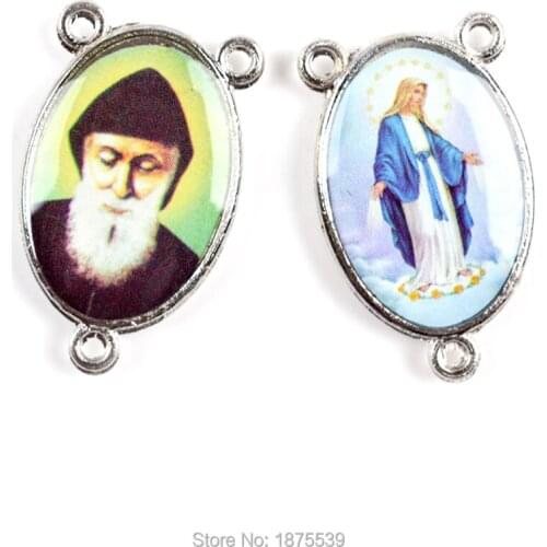 Fashion Centerpieces of Saint Charbel and Immaculate Two Side Different Image