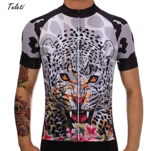 Teleyi Cheetah Short Sleeve Cycling Jersey Men 2017 MTB Bike Jersey Shirt Breathable Road Bicycle Clothes Cycling Clothing Wear