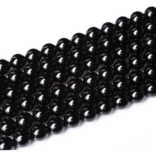 3 4 6 8 10 12mm Natural Black Onyx Agate Stone Round AAA Gemstone Loose Beads DIY Accessory For Necklace Bracelet Jewelry Making