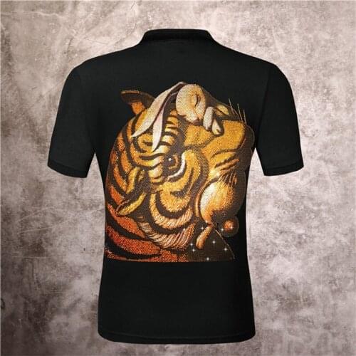 New SHADAO Fashion Polo Shirt Men Tops Classic Brand Designer Street Punk Style 3D Diamond Embroidery PP Skull Polo Shirt