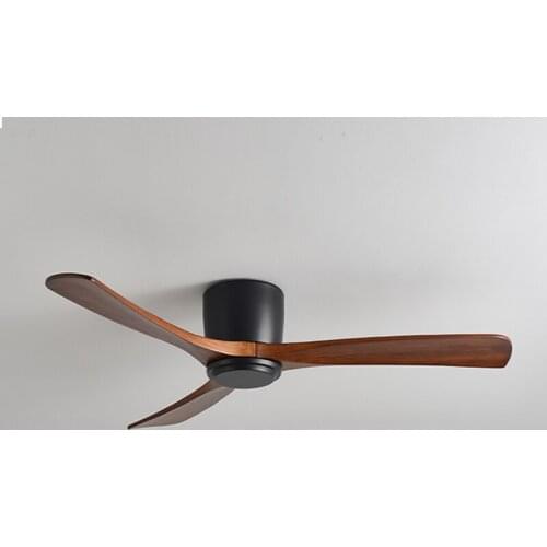 2021 New Nordic Wood Ceiling Fan Living Dining Room Industrial Retro Commercial Low-floor Remote Control Modern Home Fan Lamp