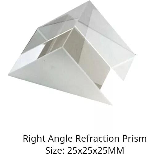 Optical Glass Coating Isosceles Right Angle Prism 45 Degree Size 25mm Visual Image Measurement Physical Optics Total Reflection