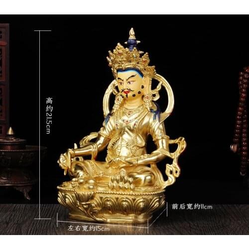 Wholesale Buddhist supplies Tibet Nepal gold-plating brass Yellow Jambhala fortune god Buddha HOME Family GOOD Buddha statue