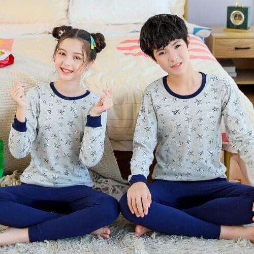 Big Boys Girls Sleepwear Pajamas Night Suit Winter Cotton Set Long-sleeved Homewear Pyjamas Kids Teenage Clothes 10 12 14 16 18Y