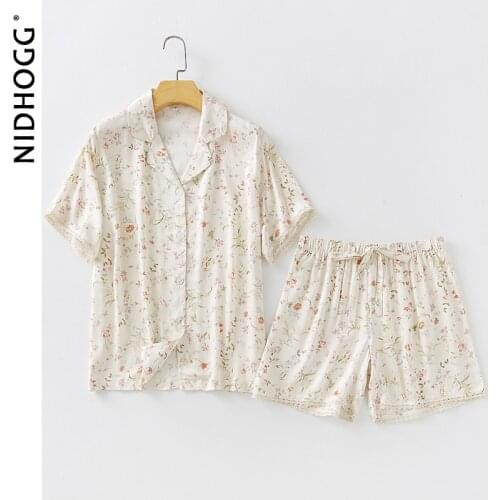 Summer Pajamas Women Satin Sleepwear Willow Print Shorts Loungewear Short Sleeve Pyjamas Two Piece Sexy Nightwear Home Clothes