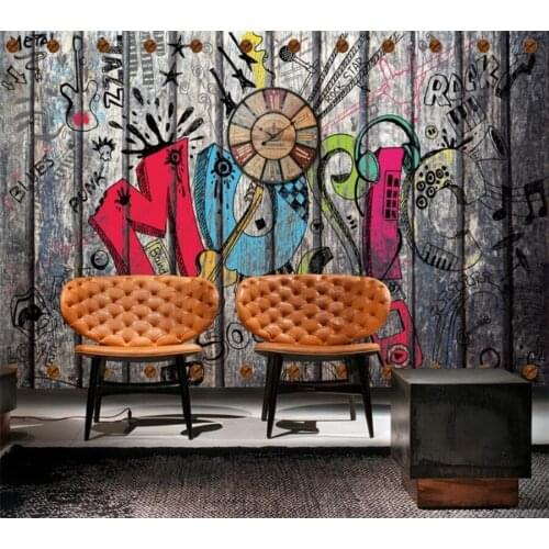 Custom wallpaper 3d mural retro nostalgic graffiti Hotel tv background wall painting living room bedroom restaurant 3d wallpaper