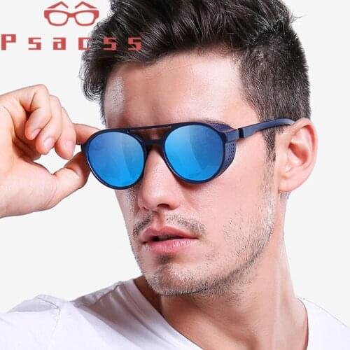 Psacss Vintage Round Punk Polarized Sunglasses Men Brand Designer Sun Glasses For Male Driving Fishing gafas de sol hombre UV400