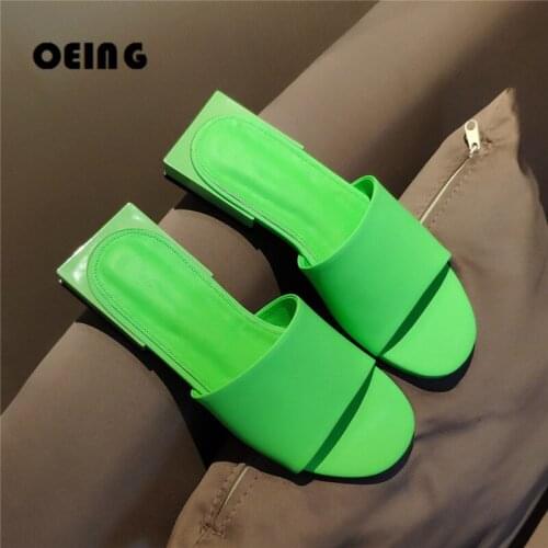 Women Slippers Slip on Flat Heel Slides Mules Shoes for Woman Fashion Genuine Leather Female Flip Flops Elegant Slippers Shoes