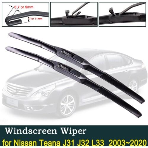 For Nissan Teana J31 J32 L33 J Hook 2003~2020 Front Windscreen Wipers Car Accessories Stickers Car Wiper Blades 2004 2005 2006