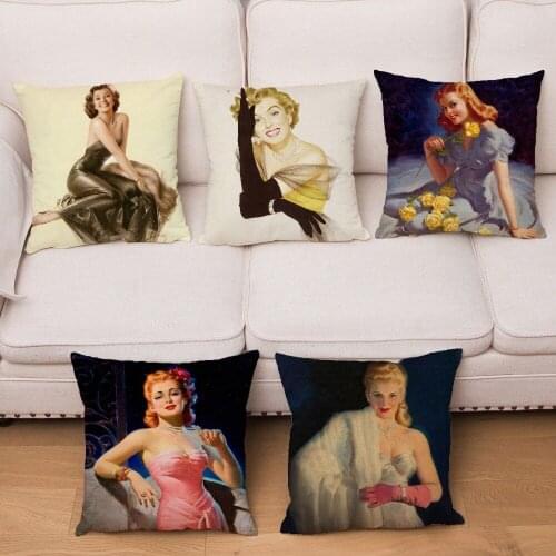 Super Soft Short Plush Cushion Cover European Vintage Sexy Lady Women Pillow Covers Throw Pillows Cases Home Decor Pillowcase