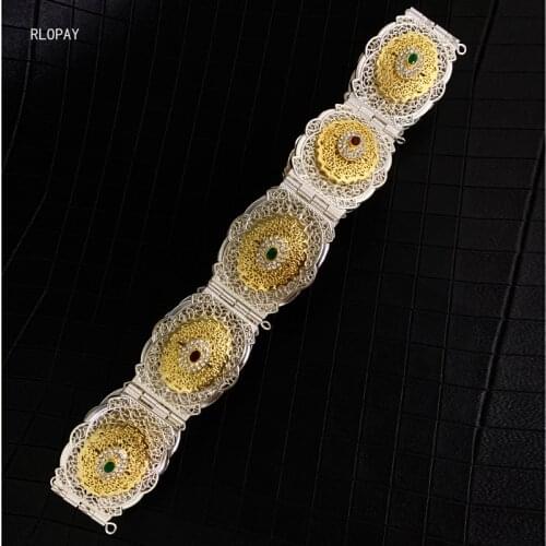 Diamonds Wedding Belts In Gold Arabic Royal Wedding Rhinestone Belts Long Chain Woman Belts for Dress Bridal Dress Accessories