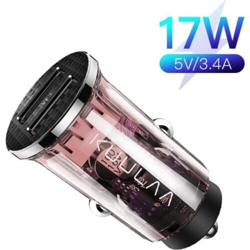 5V/3.4A Universal Personalized Transparent Mini Dual USB Car Charger Lighter Fast Charging Auto Adapter Travel Phone Charger