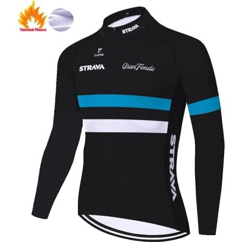 2020 pro team Strava bicycle jersey for men Winter Thermal Fleece mallots ciclismo hombre Outdoor long sleeve cycling jersey