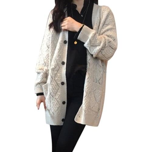 2020 New Fashion Long Cashmere Sweater Women Cardigan Coat Female Single Breasted Knitted Sweaters V-Neck Cardigan