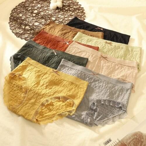 Women Underwear Breathable Cotton Brief Ladies Panties Modal Knickers Underpants Female Lingerie Elegant Floral Lace sexy