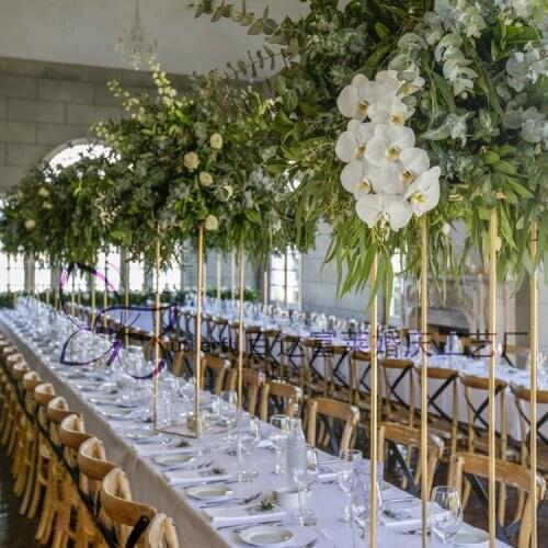 Gold Table Centerpiece metal flower stand aisle road lead