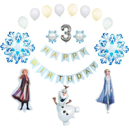 1 Set 16-inch Digital Aluminum Foil Balloon Fishtail Flag Disney Elsa Anna Princess Olaf Birthday Party Decoration Baby Shower