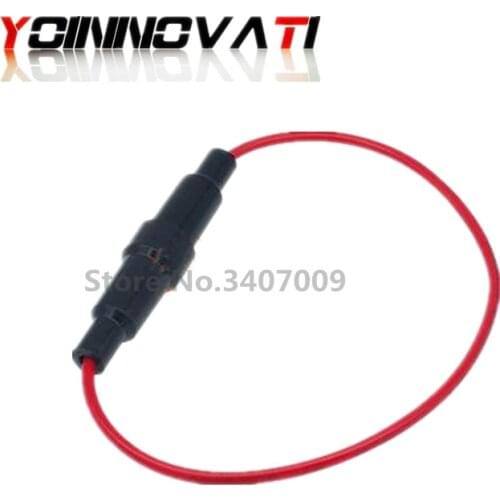 10pcs/bag 5*20mm Glass fuse holder Screw Type 5X20mm with 22 AWG Wire Cable 250V Glass fuse tube fuse casing