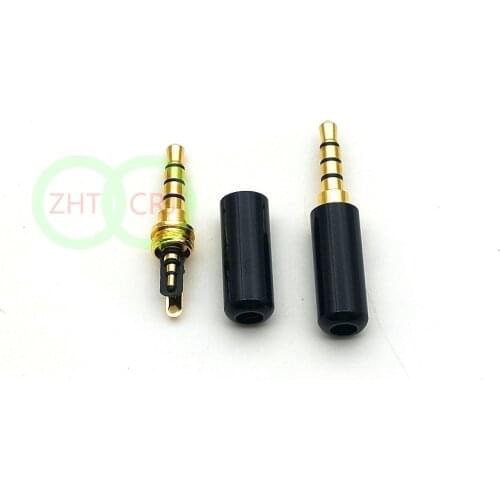 100pcs black 1/8" 3.5mm male 4 pole stereo plug Repair Headphone Cable Solder