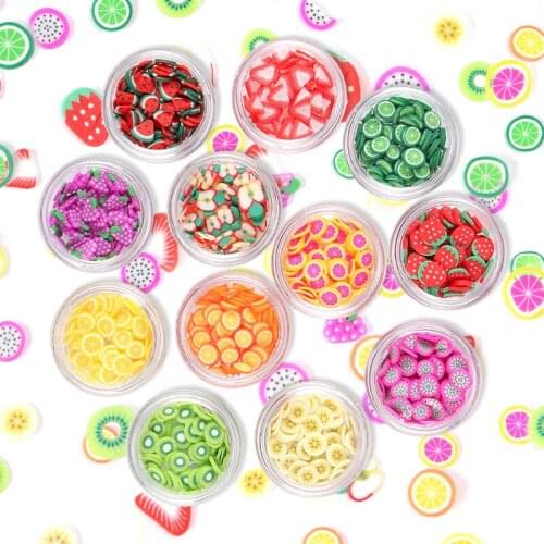 12 Color Nail Fruit Slices Filler For Nail Art Decorations Nail Charms DIY Kawaii Polymer Clay Fruits Slime Manicure Accessories