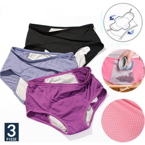 3 Pieces/Set Leak Proof Menstrual Panties Physiological Pants Women Underwear Period Cotton Waterproof Briefs Dropshipping