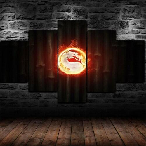 5 Piece Flash Dragon Symbol Logo Poster Canvas Picture Print Wall Art Canvas Painting Wall Decor for Living Room Framed