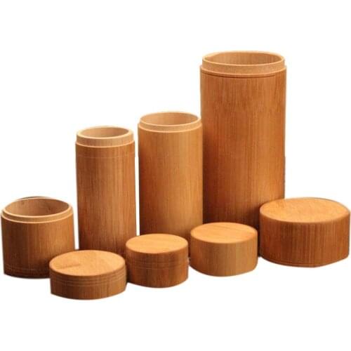 Bamboo Straight Tea Can Storage Boxes Small Travel Sealed Portable Tea Coffee Container Small Jar Tea Caddy Organizer dropship