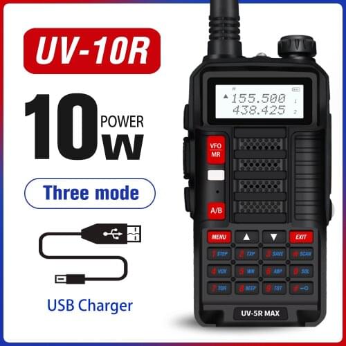 Baofeng New Upgrade WalkieTalkie UV-10R Handheld Dual Band VHF/UHF HF Transceiver 10W 4800mAh Two Way Ham Radio For Hunting