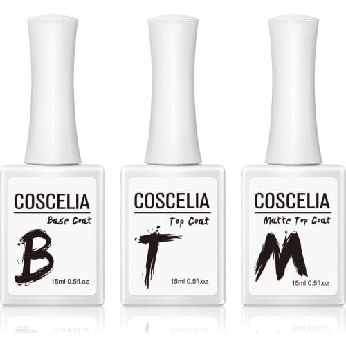 COSCELIA Base Top Matte Coat Set For Gel Polish 10/15 ML For Nails Gel Nail Polish Hybrid Varnish Set Nails Art All For Manicure