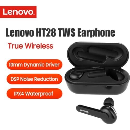 Lenovo HT28 Wireless Earphones BT5.0 Earbuds with Mic Noise Reduction/IPX4 /Heavy Bass/HD Call Headset Sports Headphones