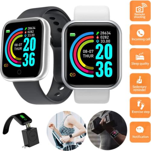 Y68 Digital Wrist Watch Women D20 Pro Men Watch For Android IOS Heart Rate Blood Pressure Monitor Sports Tracker Smart Wristband
