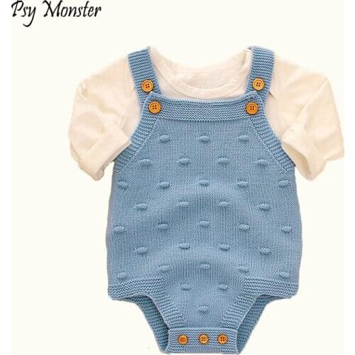 Baby Knitted Sling Romper Infants Solid Color Sweater Bodysuits Newborn Boys Girls Toddler Jumpsuits