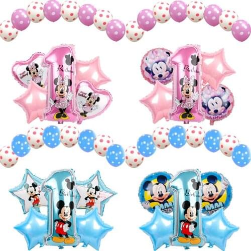 Disney Cartoon Mickey Mouse Party Minnie Balloons 32inch Number Balloon Baby Shower Birthday Party Decorations Kids Toy Gifts